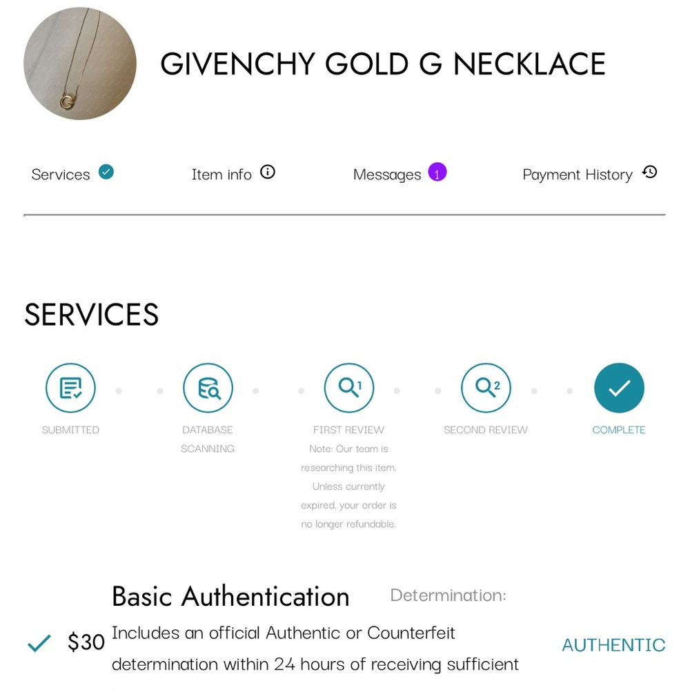 Givenchy Gold 'G' Pendant Necklace - Picture 5 of 5